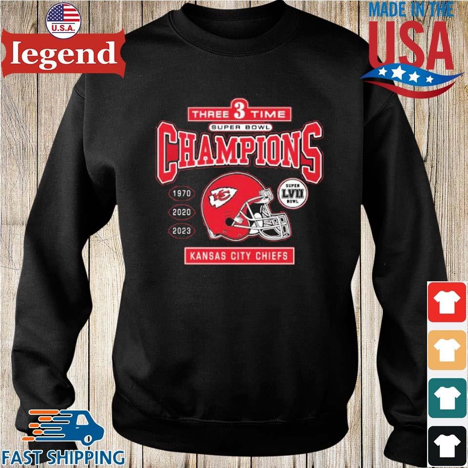 Three Time Super Bowl Champions 1970 2020 2023 Kansas City Chiefs Shirt