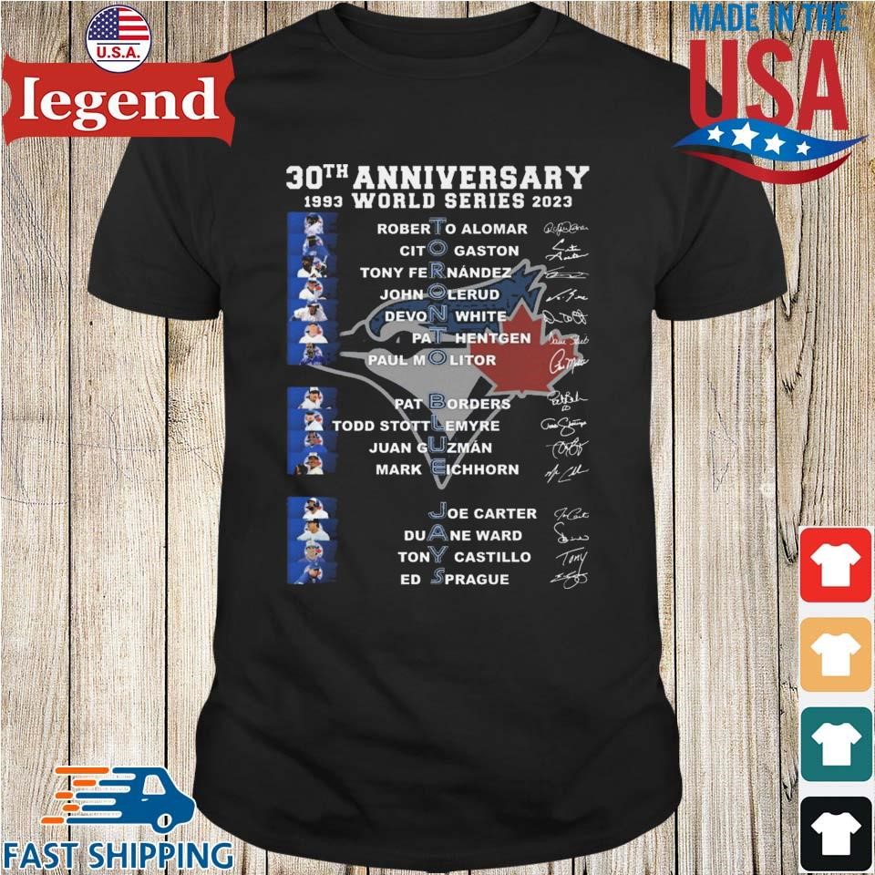 Toronto Blue Jays 30th Anniversary World Series 1993-2023 Signatures shirt,  hoodie, sweater, long sleeve and tank top