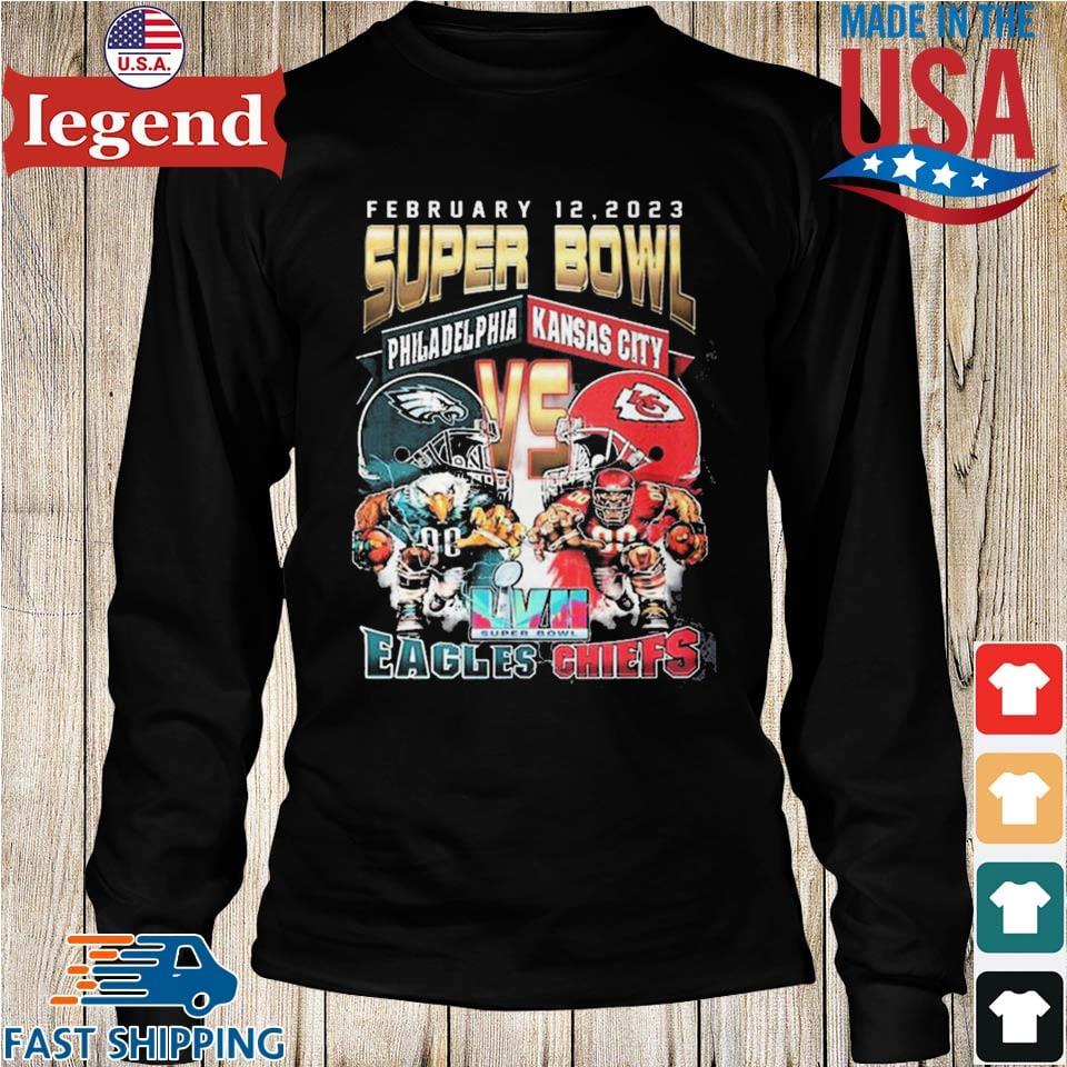 February 12 2023 Super Bowl Championship Philadelphia Eagles Vs Kansas City  Chiefs Shirt Longsleeve