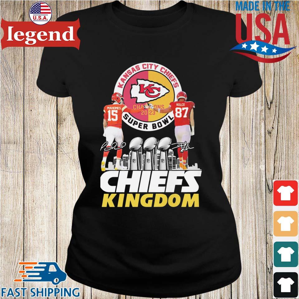 Kansas City Chiefs Patrick Mahomes And Travis Kelce 2023 Super Bowl LVI  Champions Chiefs Kingdom T-shirt - Kaiteez