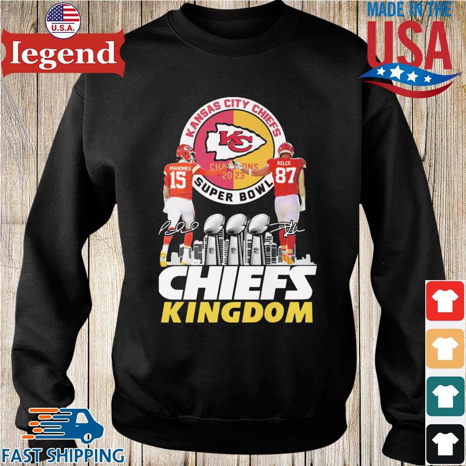 Chiefs Kingdom Patrick Mahomes And Trvis Kelce Super Bowl Champions 2023  Skyline Shirt