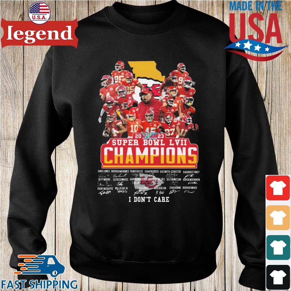 The Kansas city Chiefs 2023 lvii super bowl champions signatures shirt,  hoodie, sweater, long sleeve and tank top