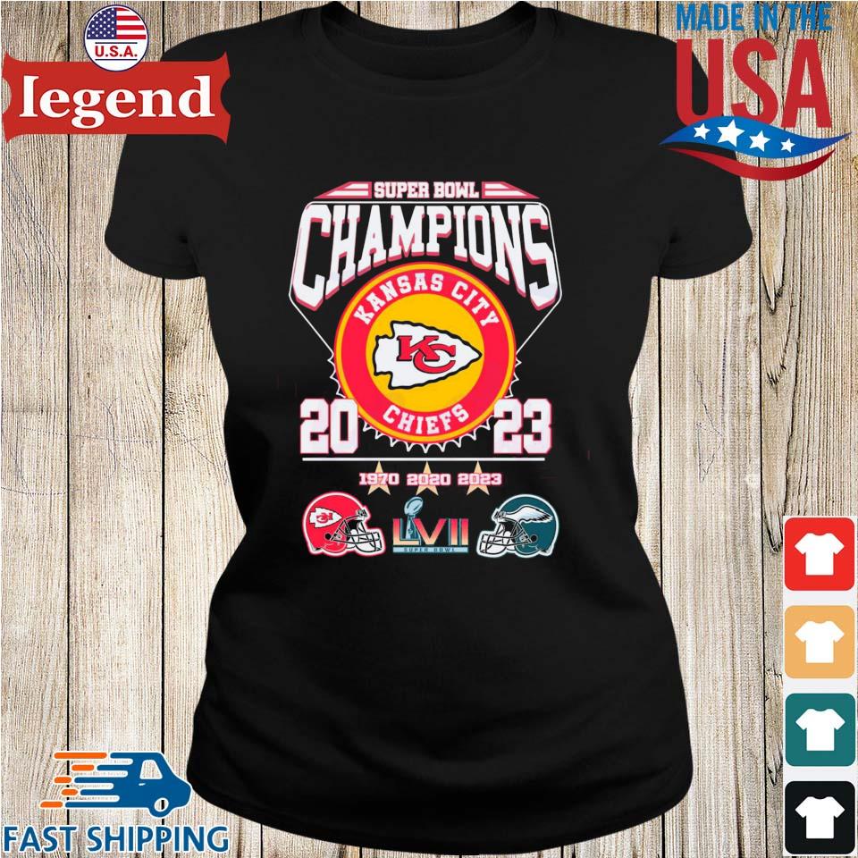 Three Time Super Bowl Champions 1970 2020 2023 Kansas City Chiefs T-Shirt -  T-shirts Low Price