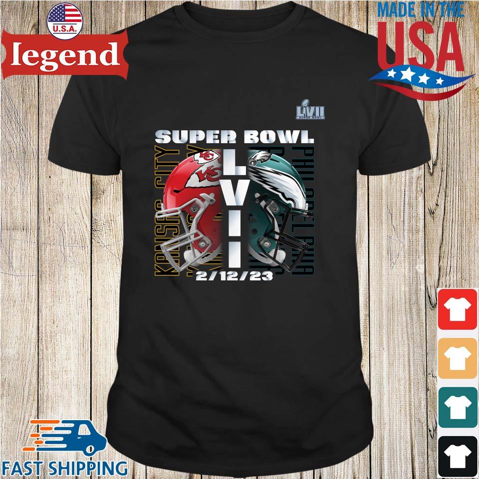 Philadelphia Eagles vs Kansas City Chiefs helmet to helmet 2023 Super Bowl  shirt, hoodie, sweater, long sleeve and tank top