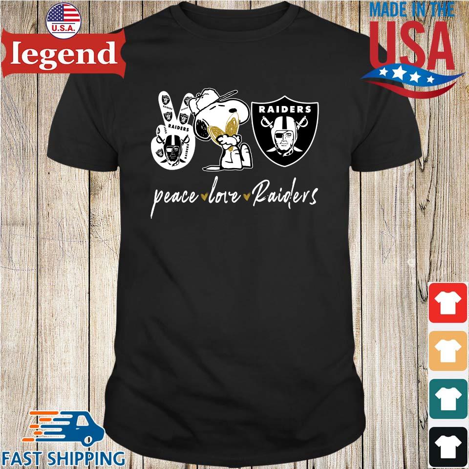 Snoopy peace love raiders shirt, hoodie, sweater, long sleeve and tank top