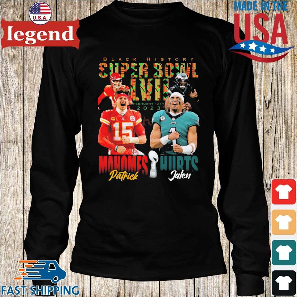 Black History Super Bowl LVII February 12th 2023 Patrick Mahomes vs Jalen  Hurts shirt, hoodie, sweater, long sleeve and tank top