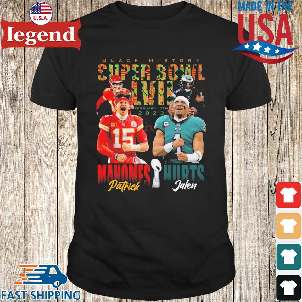 Patrick Mahomes vs Jalen Hurts Black histort super bowl LVII shirt, hoodie,  sweater and long sleeve