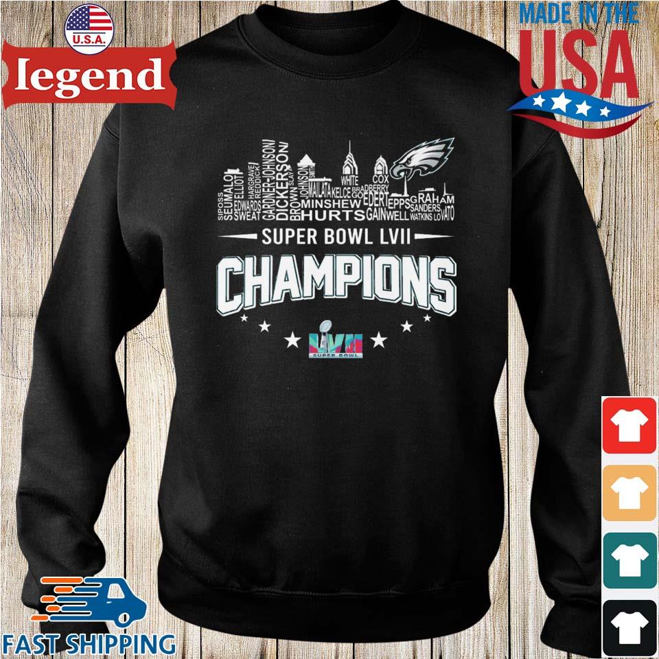Youth Black Philadelphia Eagles Super Bowl LVII Roster 2023 T-Shirt,  hoodie, sweater, long sleeve and tank top