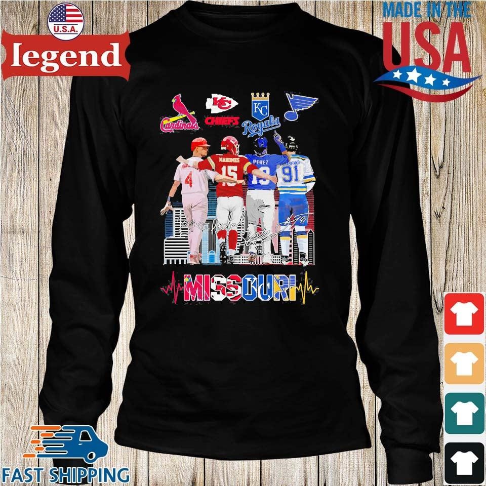 Cardinals and Chiefs and Royals and St. Louis Missouri City Signatures T- Shirt