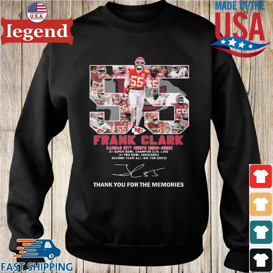 Official Frank Clark 55 Kansas City Chiefs 2019-2023 Thank You For The  Memories Signature T-shirt,Sweater, Hoodie, And Long Sleeved, Ladies, Tank  Top