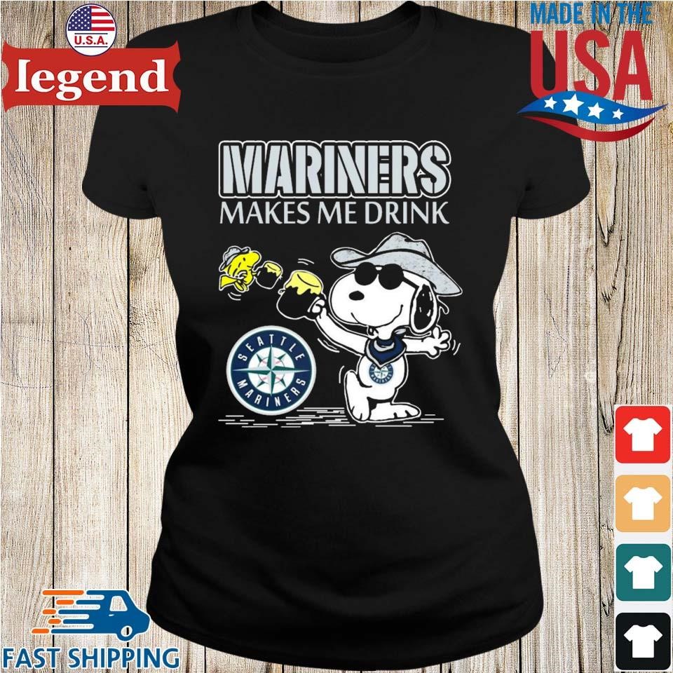 Snoopy And Woodstock Seattle Mariners Makes Me Drinks T-shirt