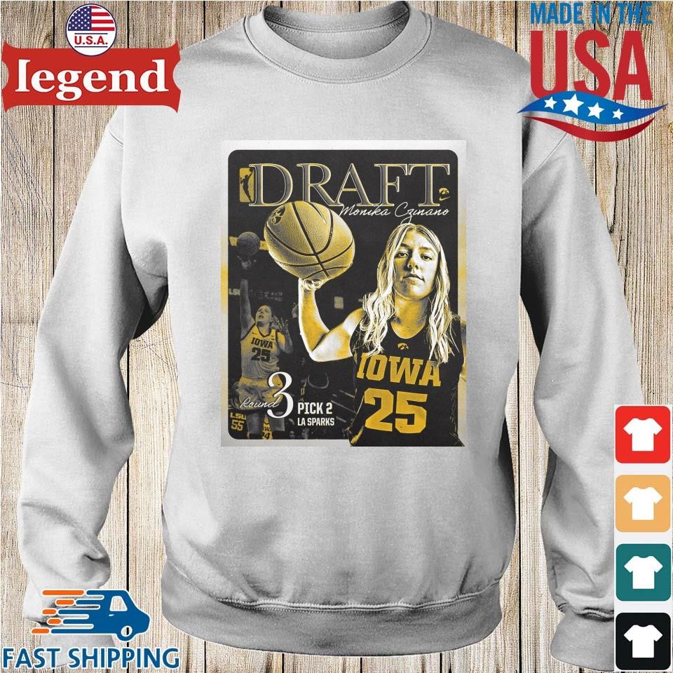 Iowa Women's Basketball Draft Monika Czinano Round 3 Pick 2 La Sparks shirt,  hoodie, longsleeve, sweatshirt, v-neck tee