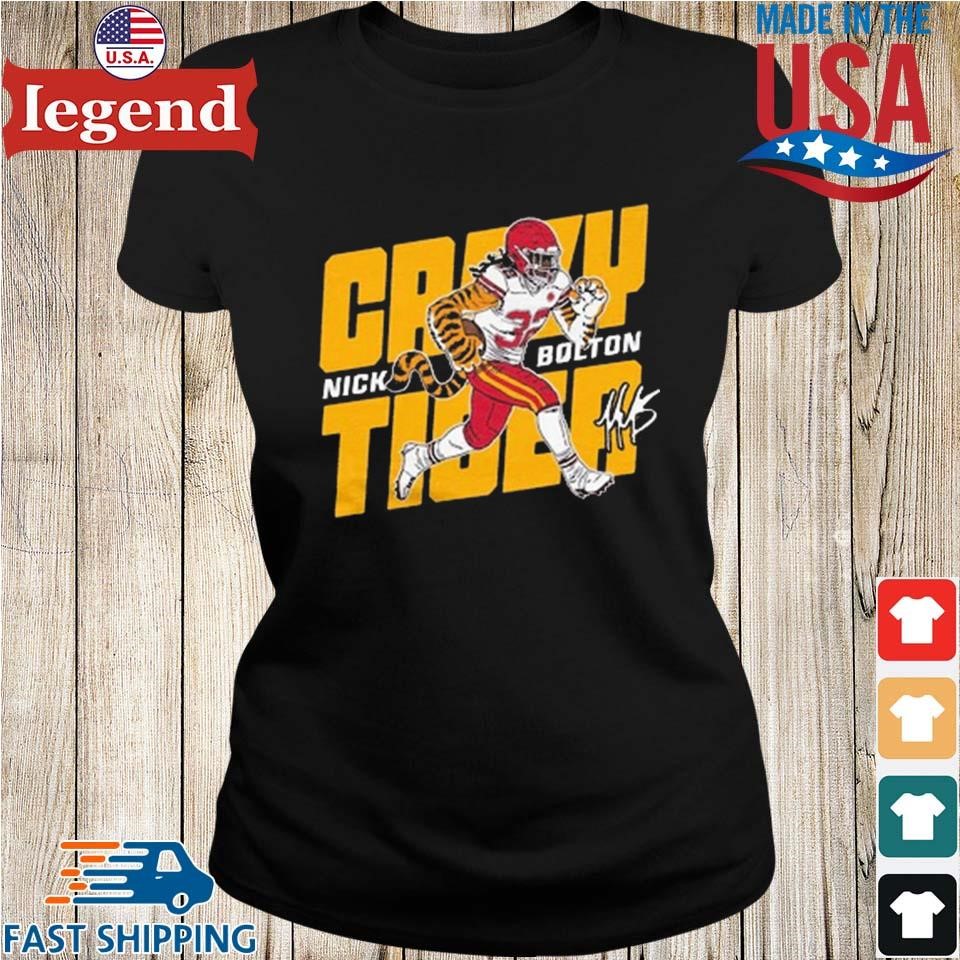 Kansas City Chiefs Nick Bolton Crazy Tiger Signature 2023 T-shirt,Sweater,  Hoodie, And Long Sleeved, Ladies, Tank Top