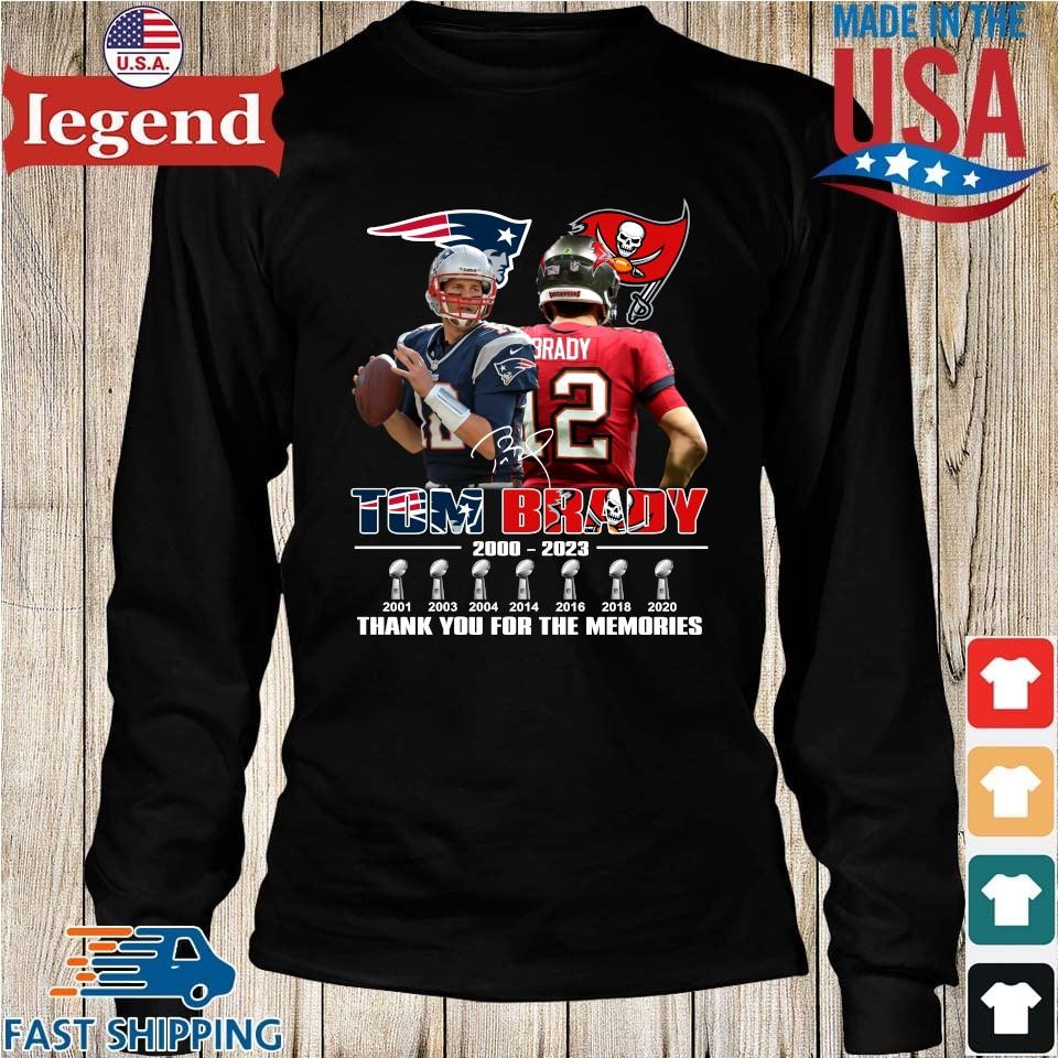 Origin Tom Brady 2000 -2023 7 Champions Thank You For The Memories  Signature T-shirt,Sweater, Hoodie, And Long Sleeved, Ladies, Tank Top