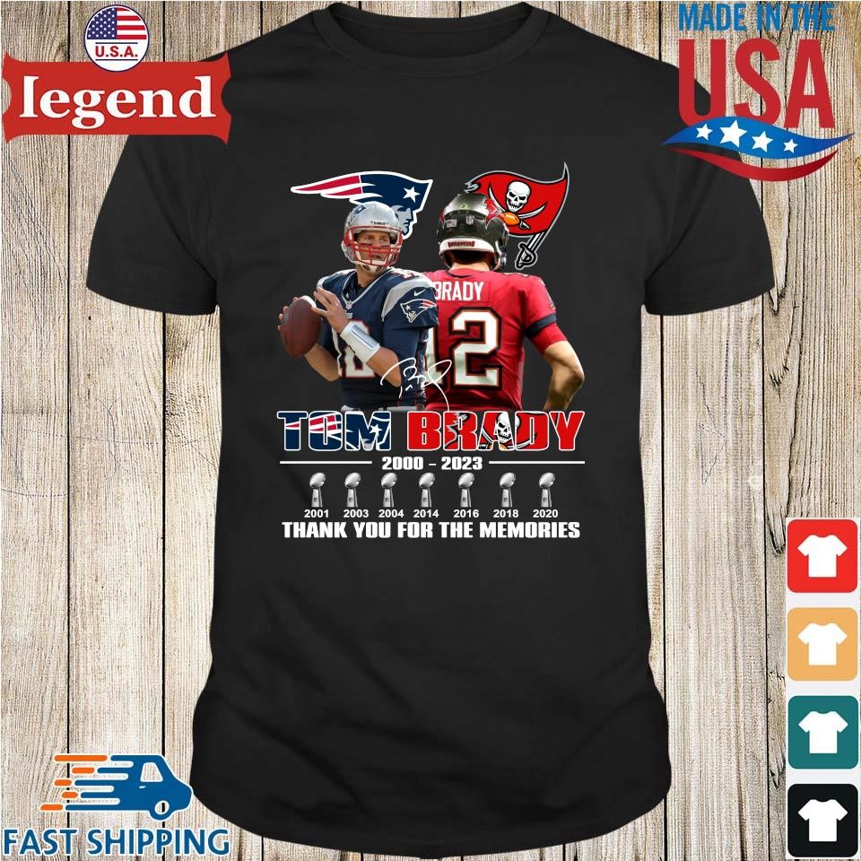 Tom brady 2000 2023 thank you for the memories signature shirt