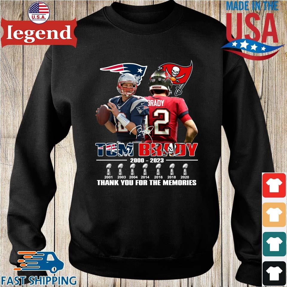 Tom Brady 2000 2023 thank you for the memories signatures shirt