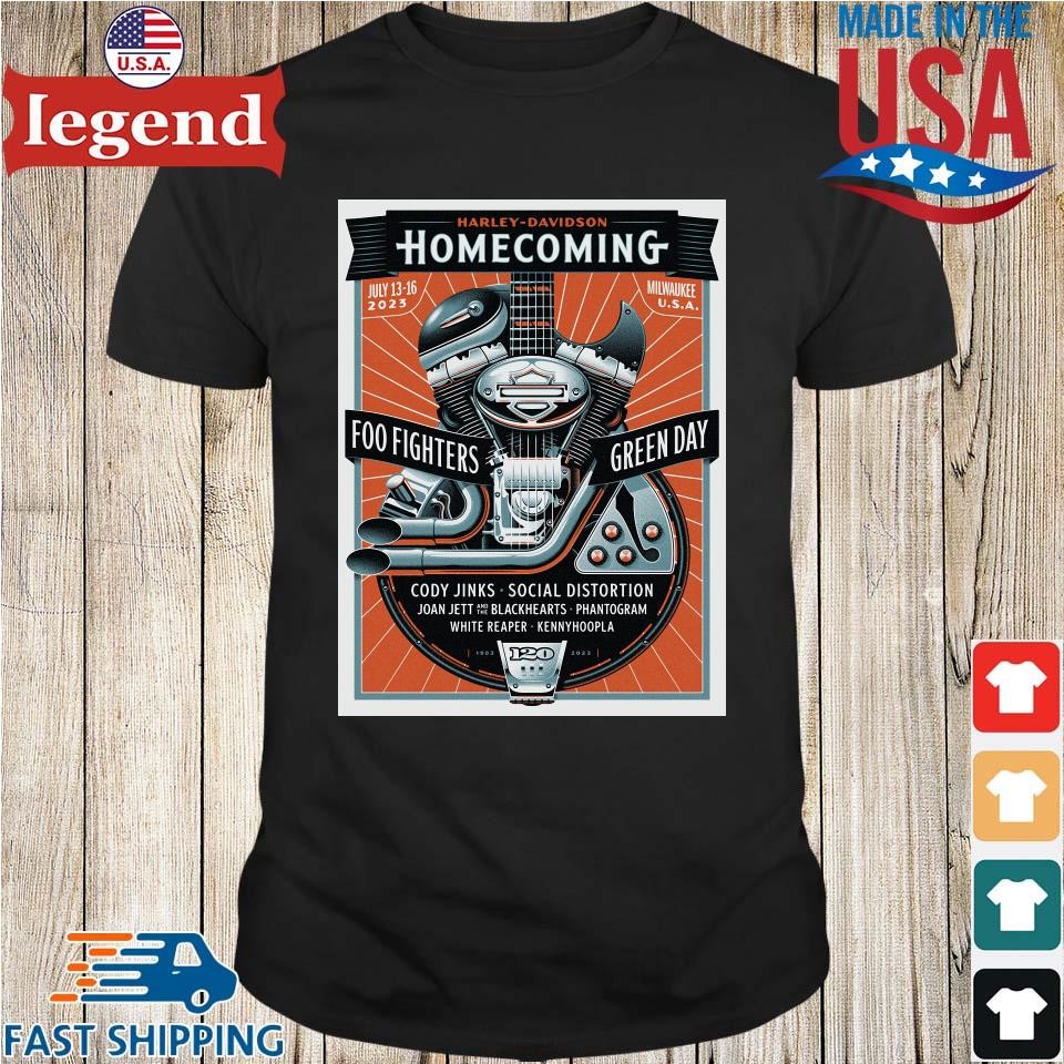 Original 2023 Foo Fighters And Green Day Lead Harley-davidson Homecoming Festival Shirt