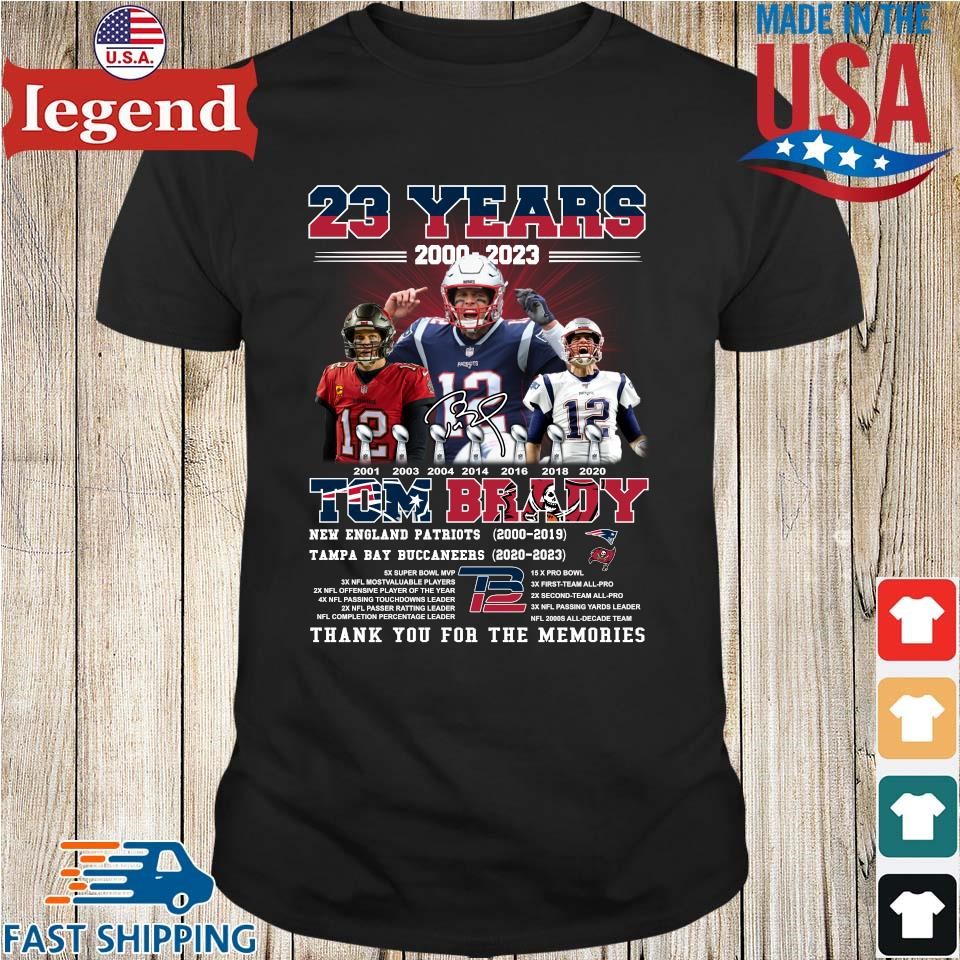 12 Tom Brady 2000 2022 Thank You For The Memories Signatures Shirt