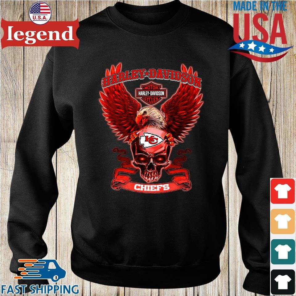 Skull Kansas City Chiefs Harley Davidson Motor Cycles shirt and hoodie