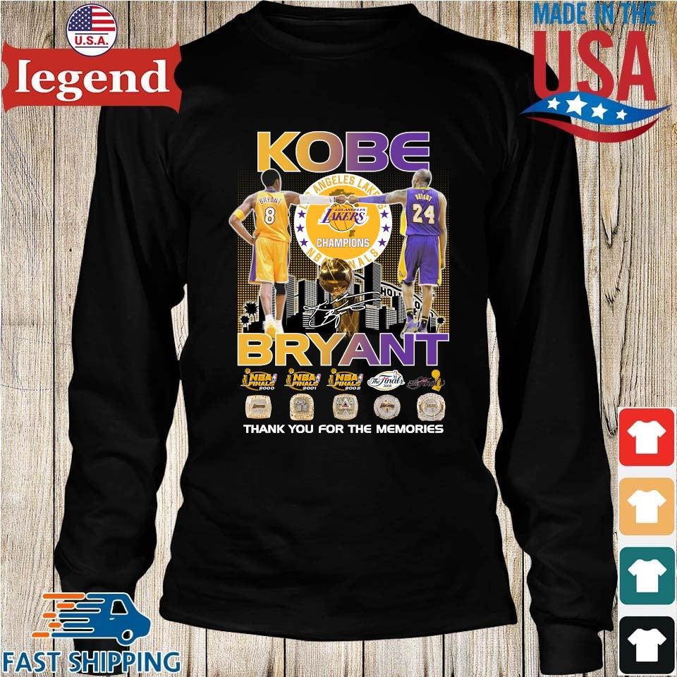 Original Kobe Bryant La Lakers Nba Champions Thank You For The Memories  Signature T-shirt,Sweater, Hoodie, And Long Sleeved, Ladies, Tank Top