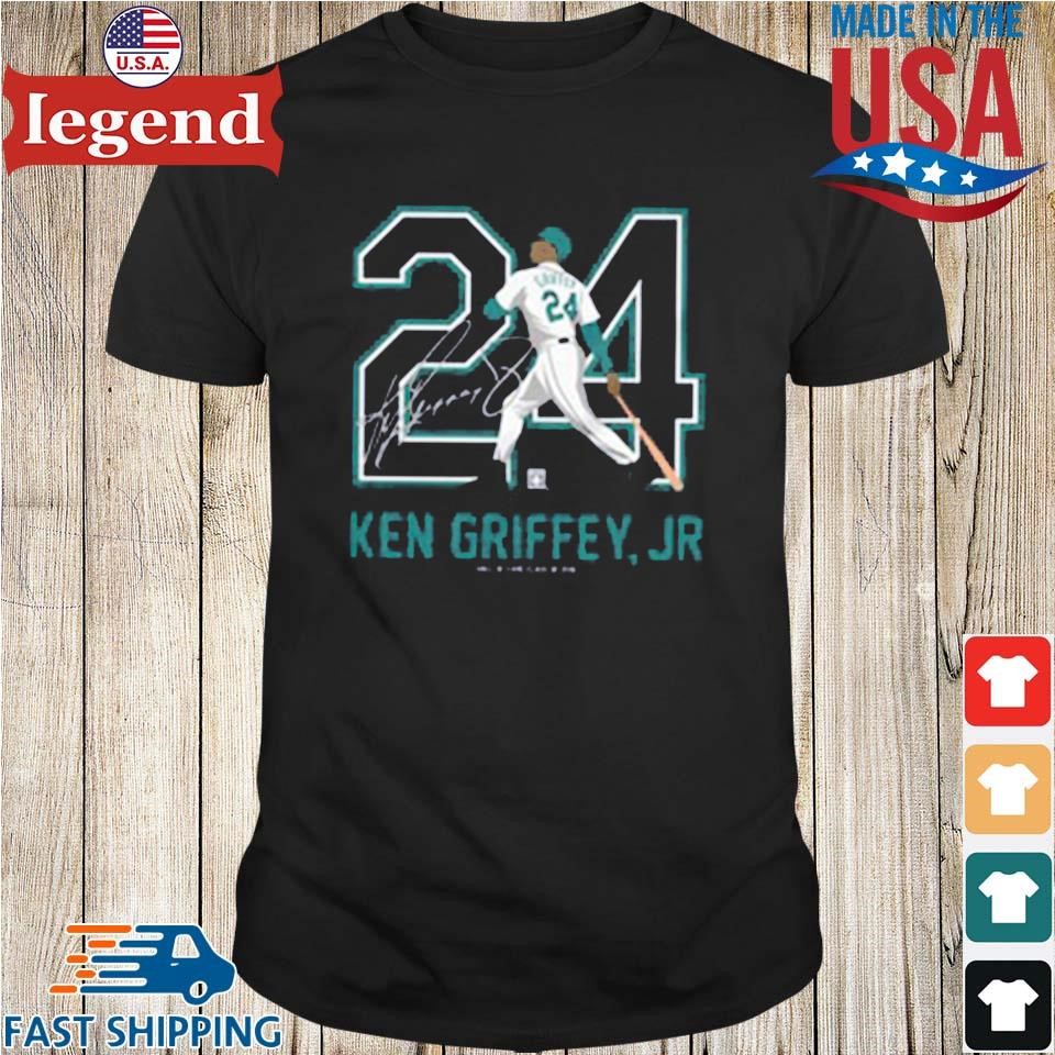 Men's Teambrown Ken Griffey Jr. Baseball Hall of Fame Member Signature Navy  T-Shirt