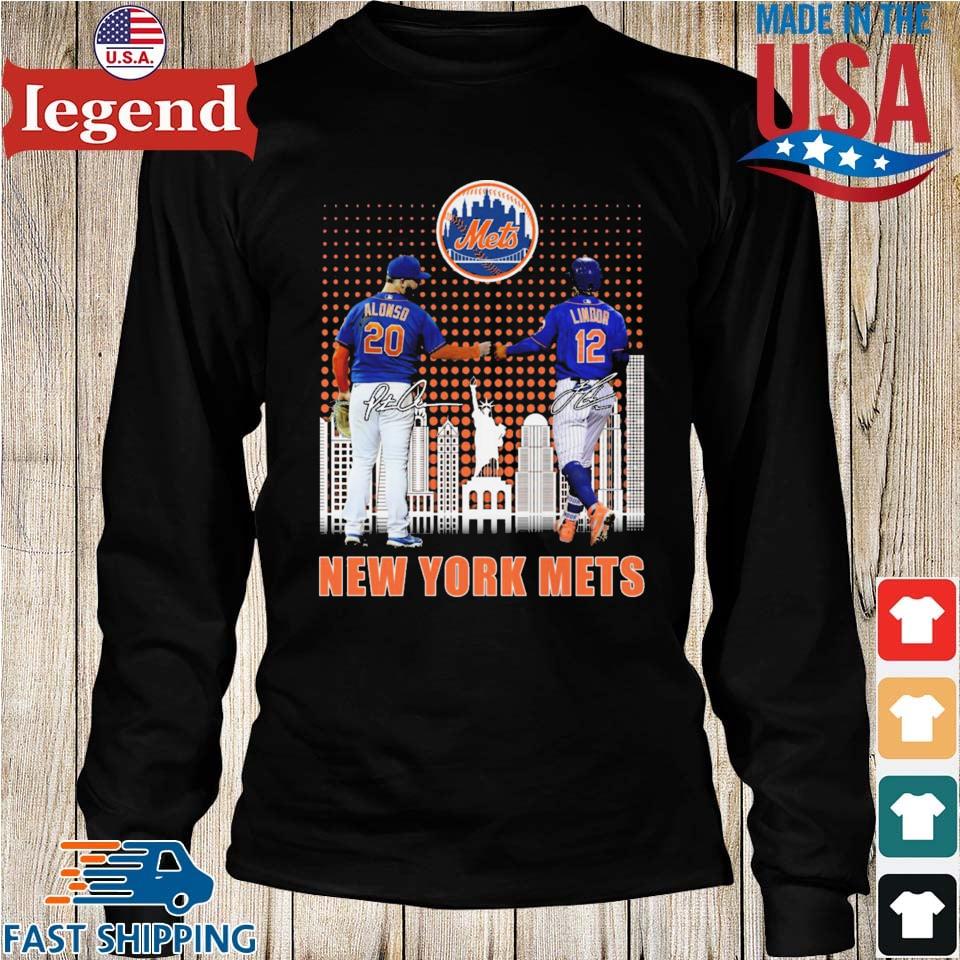 New York Mets Skyline Pete Alonso And Francisco Lindor Signatures T-shirt,Sweater,  Hoodie, And Long Sleeved, Ladies, Tank Top