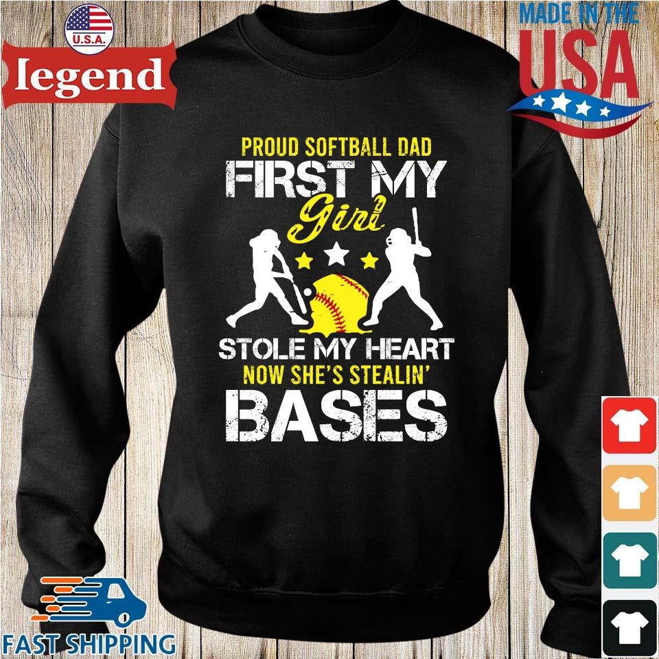 Proud Softball Dad Shirt Girl Stole My Hear Funny Shirt - TeeUni