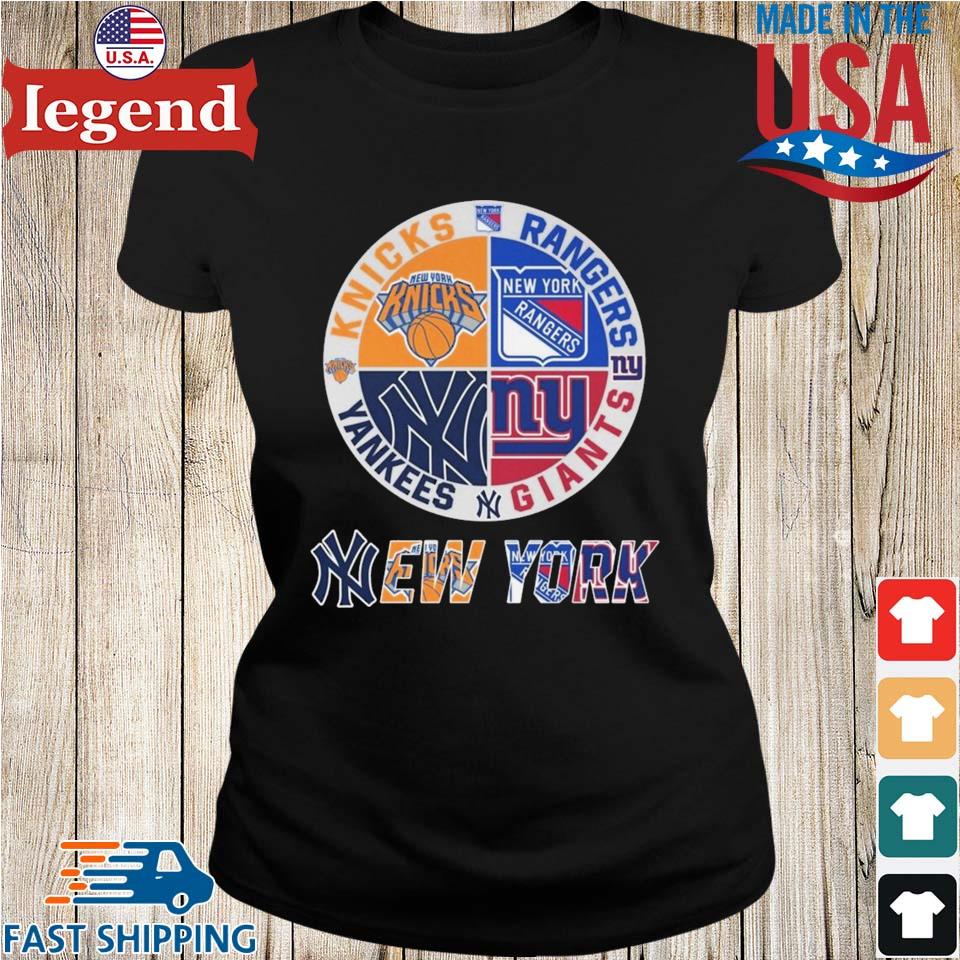 New York Knicks New York Rangers New York Yankess New York Giants 2023 Logo  Fan Gifts T-Shirt - Binteez