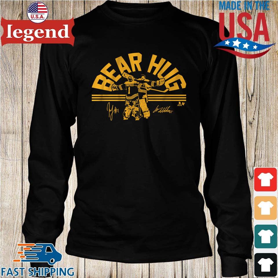 Boston Bruins Linus Ullmark and Jeremy Swayman Bear hug signature 2023 shirt,  hoodie, sweater, long sleeve and tank top