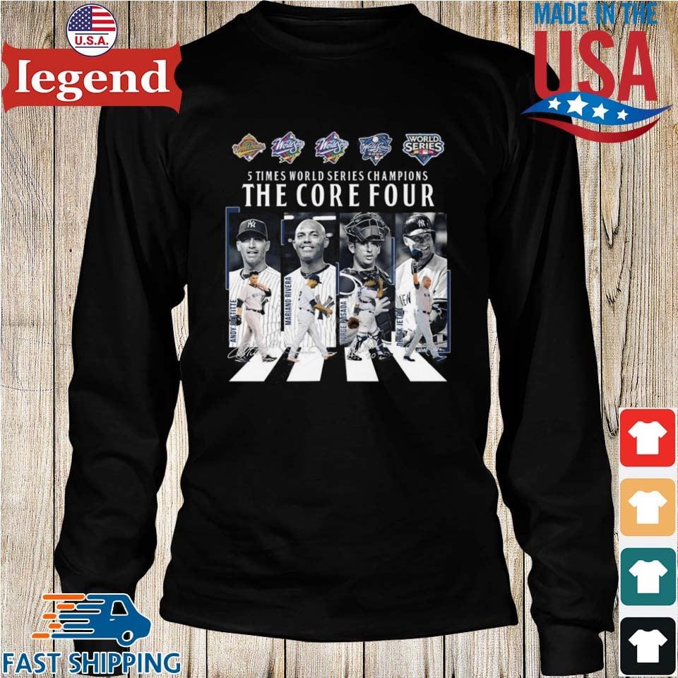 New York Yankees 5 Times World Series Champions The Core Four Abbey Road  Signatures T-shirt,Sweater, Hoodie, And Long Sleeved, Ladies, Tank Top