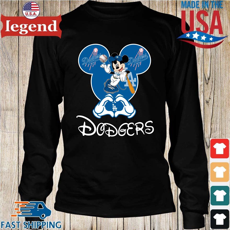Original Disney Mickey Mouse Loves Los Angeles Dodgers Heart T-shirt,Sweater,  Hoodie, And Long Sleeved, Ladies, Tank Top