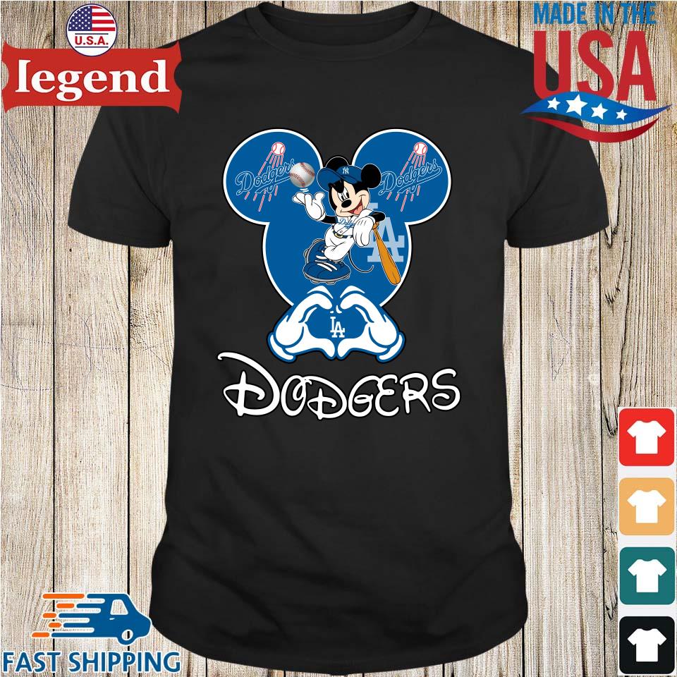 Original Disney Mickey Mouse Loves Los Angeles Dodgers Heart T