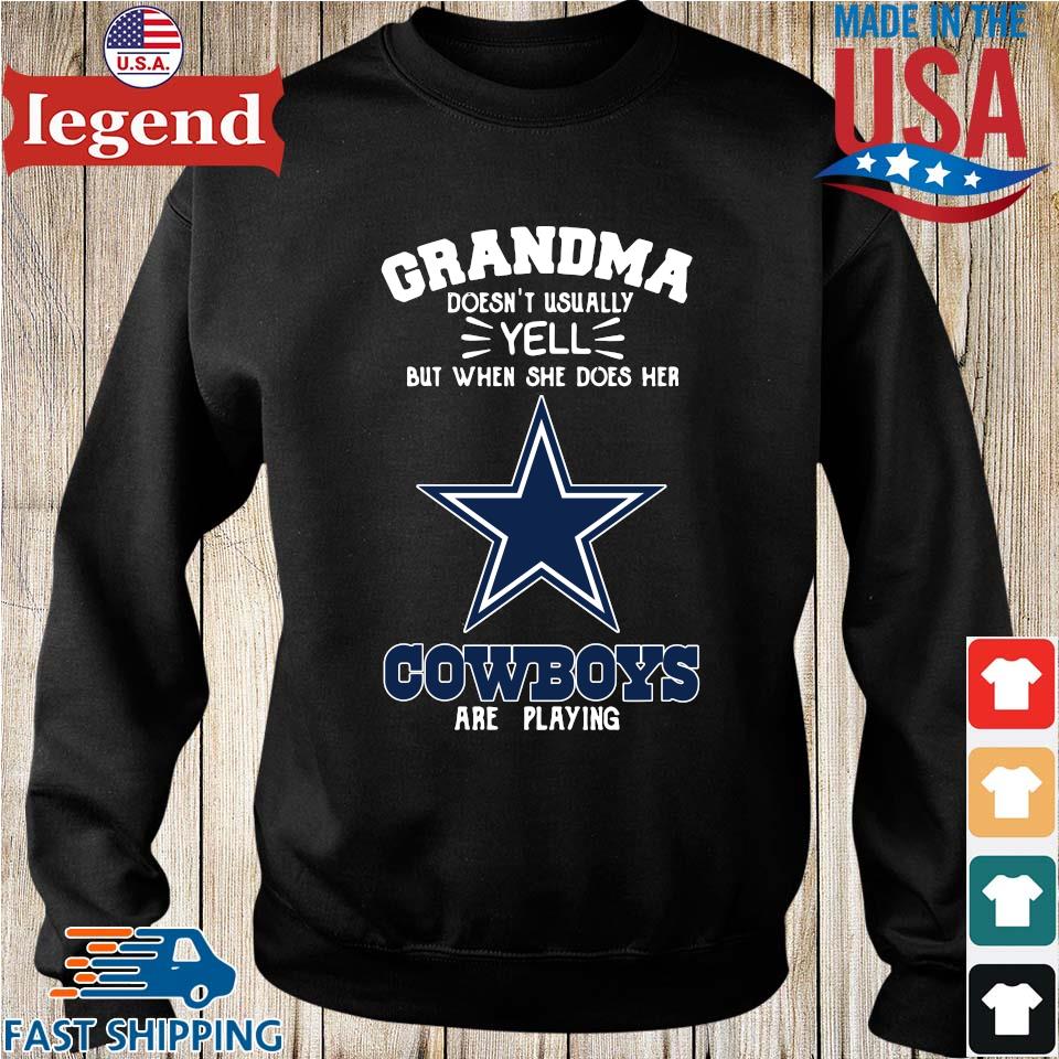 Grandma Football Doesn't Usually Yell But When She Does Her Dallas Cowboys  Shirt - Jolly Family Gifts