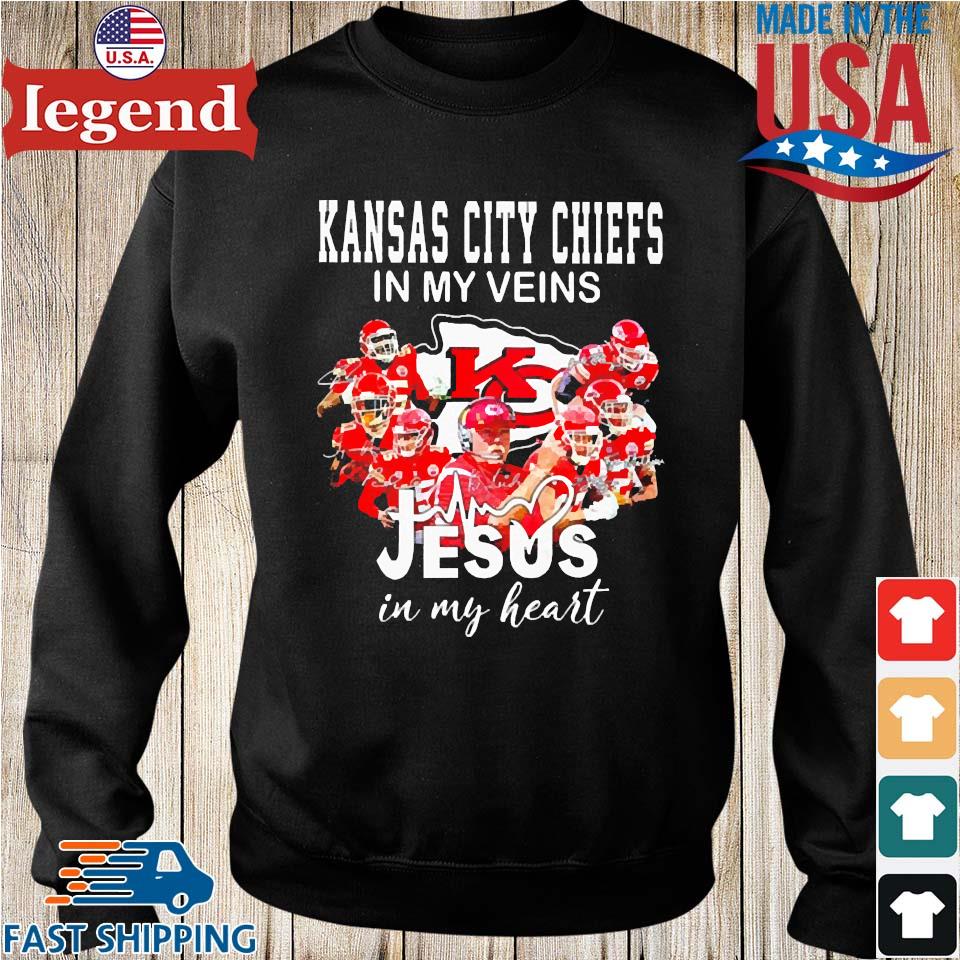 Kansas City Chiefs in my veins Jesus in my heart shirt