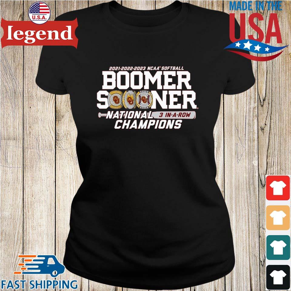 Oklahoma Sooners Three-peat 2023 Ncaa Softball Women's College World Series  Champions T-shirt