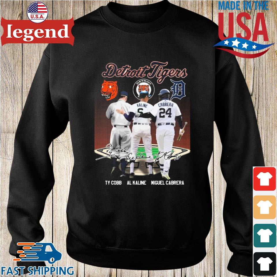 Detroit Tigers Legends Ty Cobb Al Kaline Cabrera Signatures 2023 T-shirt,Sweater,  Hoodie, And Long Sleeved, Ladies, Tank Top
