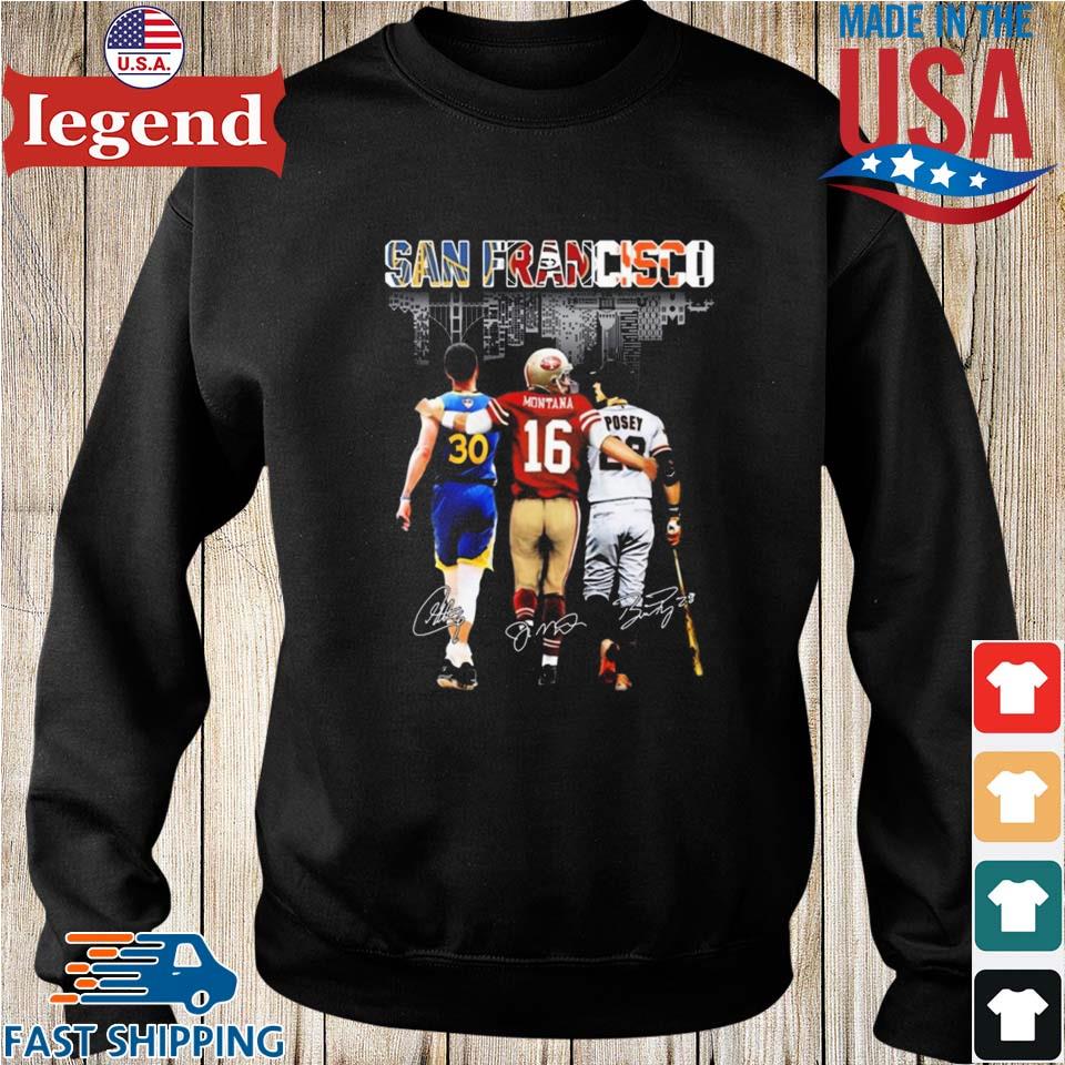 Golden State Warriors San Francisco Giants And San Francisco 49ers Skylines  Signatures Shirt - Bring Your Ideas, Thoughts And Imaginations Into Reality  Today