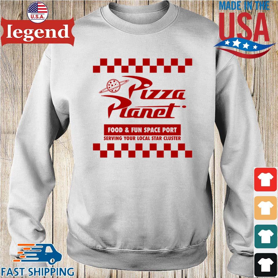 Pizza planet long sleeve best sale shirt red