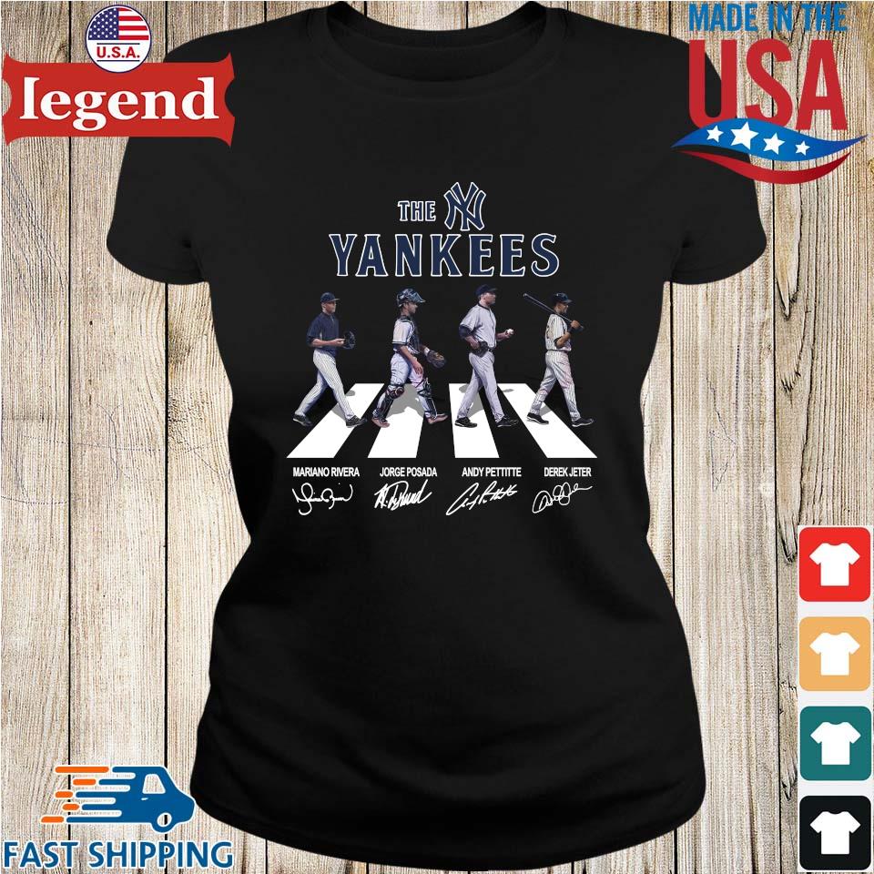 Official The Yankees Legend Mariano Rivera, Jorge Posada, Andy Pettitte and  Derek Jeter abbey road signatures shirt, hoodie, sweater, long sleeve and  tank top