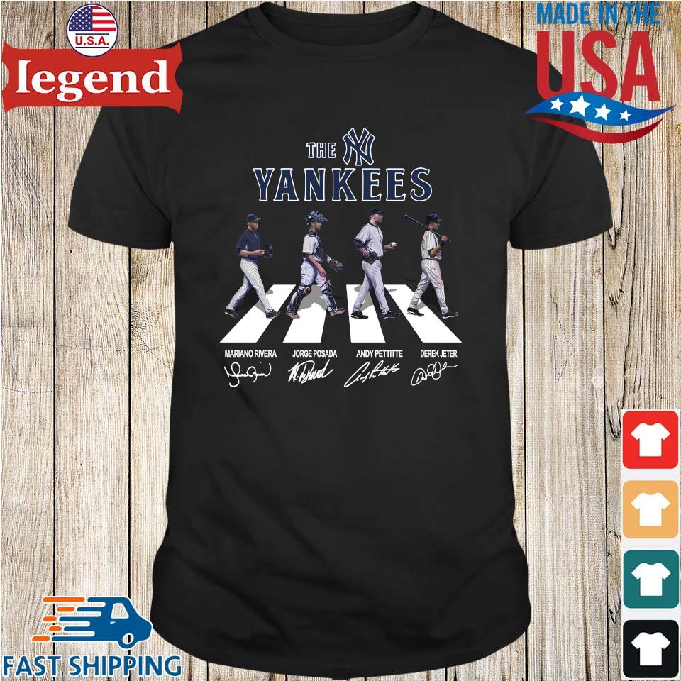 2023 the yankees andy pettitte mariano rivera jorge posada and derek jeter  abbey road signatures T-shirt, hoodie, sweater, long sleeve and tank top