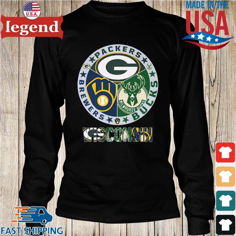 Green Bay Packers Milwaukee Bucks 2 teams sports mix logo shirt, hoodie,  sweater, long sleeve and tank top