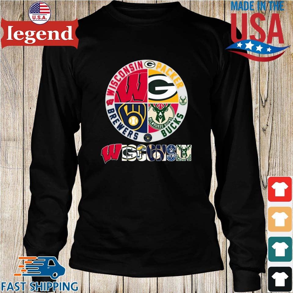 Green Bay Packers Milwaukee Brewers Wisconsin Badgers Primary and Milwaukee  Bucks Real Women Love Sports Smart Women love Wisconsin's Sports Team Love  Heart shirt, hoodie, sweater, long sleeve and tank top