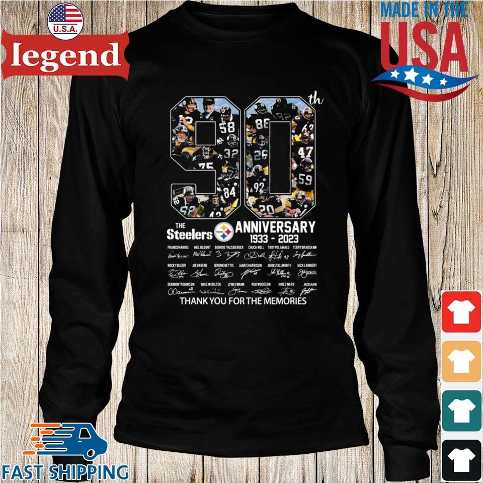 NEW The Steelers 90 Anniversary 1933-2023 Thank You For The Memories T-Shirt