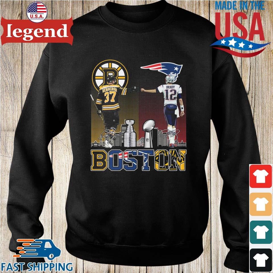 Original Boston Bruins Bergeron And New England Patriots Tom Brady  Champions Signatures 2023 Shirt,Sweater, Hoodie, And Long Sleeved, Ladies,  Tank Top