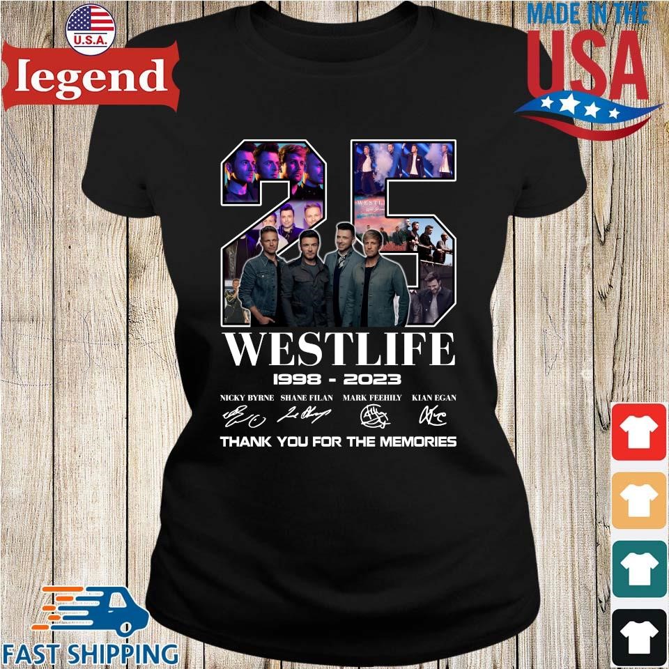 Afgift nogle få Tænke Original 25 Years Of 1998 – 2023 Westlife Thank You For The Memories  Signatures T-shirt,Sweater, Hoodie, And Long Sleeved, Ladies, Tank Top