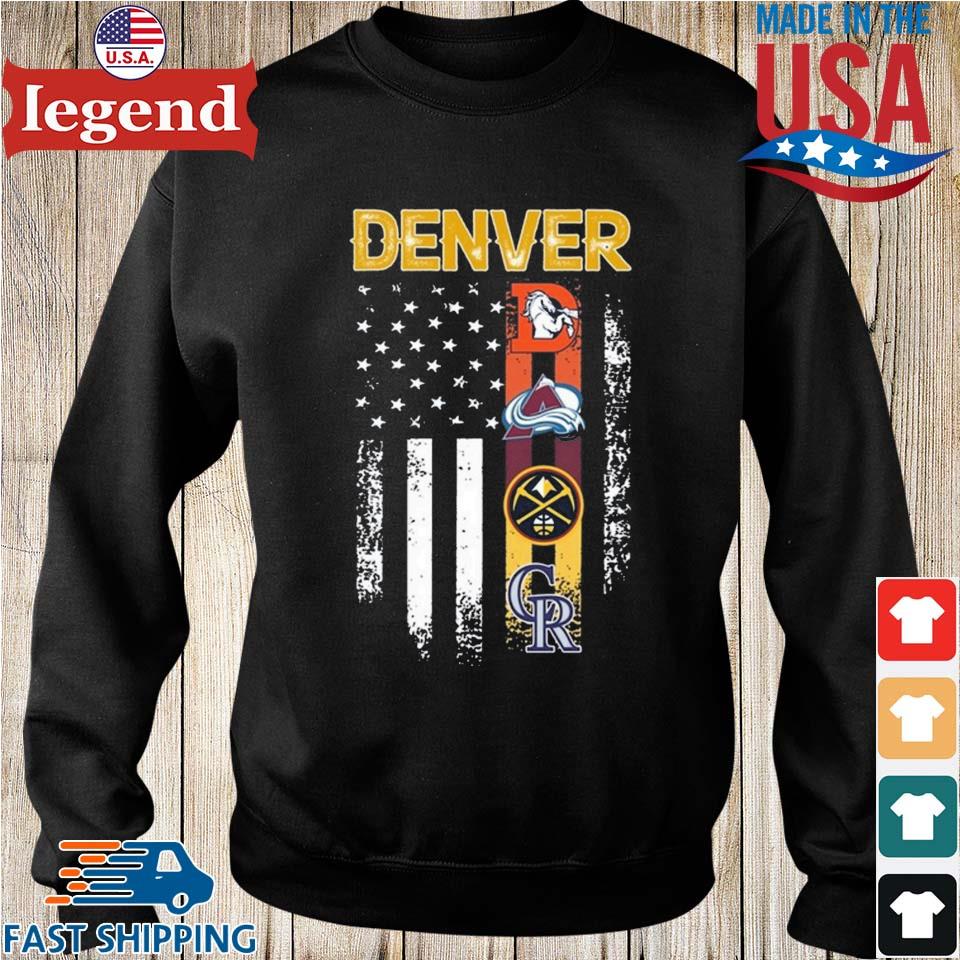 Official colorado rockies denver nuggets denver broncos Colorado avalanche  with usa flag T-shirts, hoodie, tank top, sweater and long sleeve t-shirt