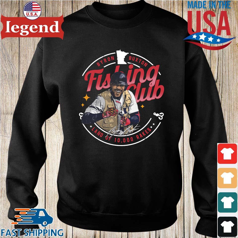 Original Byron Buxton Minnesota Twins Fishing Club Land Of 10,000 Rakes  Signature T-shirt,Sweater, Hoodie, And Long Sleeved, Ladies, Tank Top