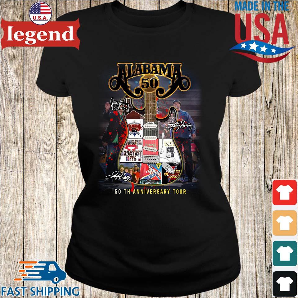 Original Guitar Alabama Band 50th Anniversary Tour Signatures T shirt Sweater Hoodie And Long Sleeved Ladies Tank Top