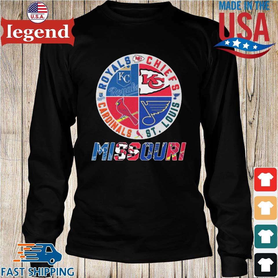 Original Missouri Kansas City Chiefs Royals St Louis Cardinals And Blue T- shirt,Sweater, Hoodie, And Long Sleeved, Ladies, Tank Top