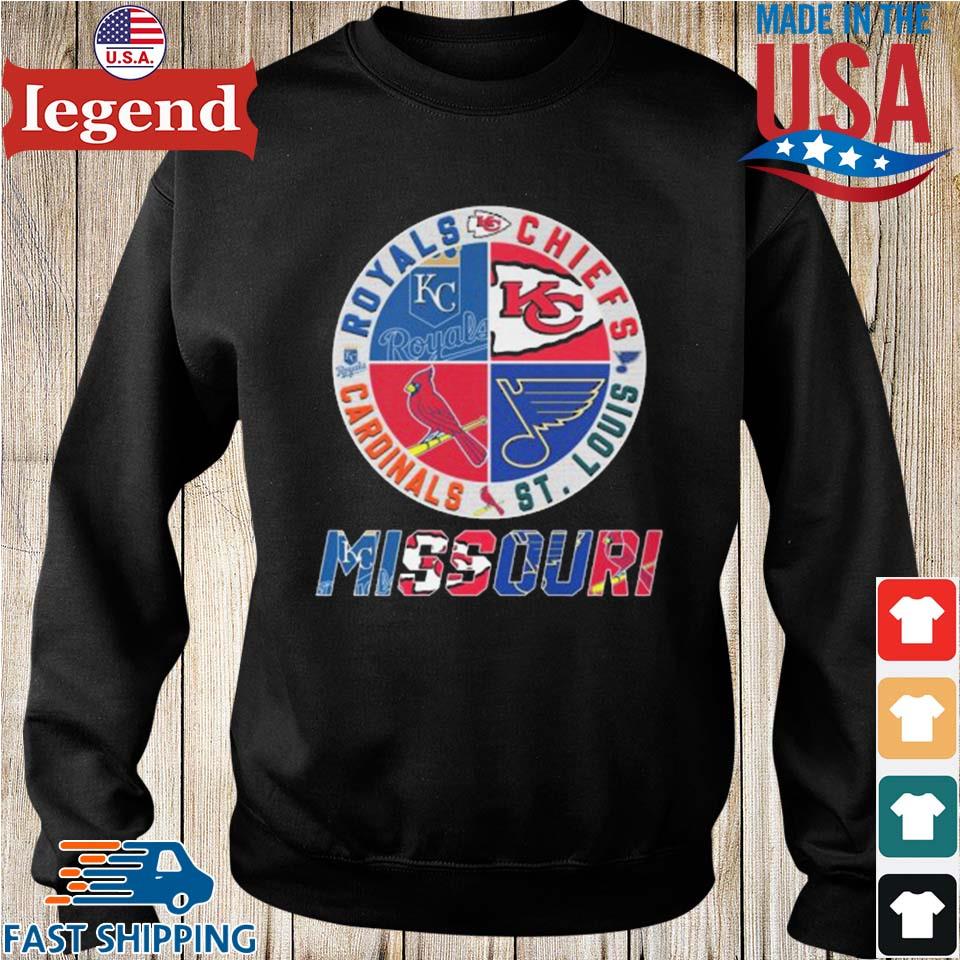 Original Missouri Kansas City Chiefs Royals St Louis Cardinals And Blue T- shirt,Sweater, Hoodie, And Long Sleeved, Ladies, Tank Top